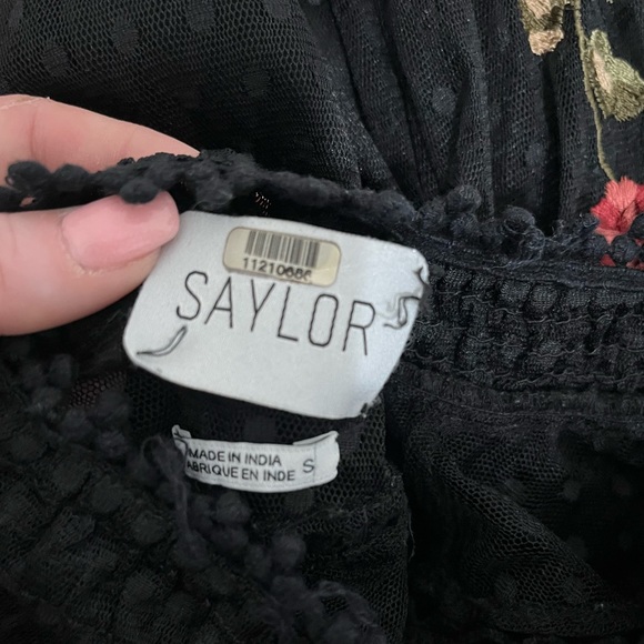 Saylor Mesh Swiss Dot Whimsigoth Delilah Embroidered Floral Sheer Blouse Small - Picture 10 of 12